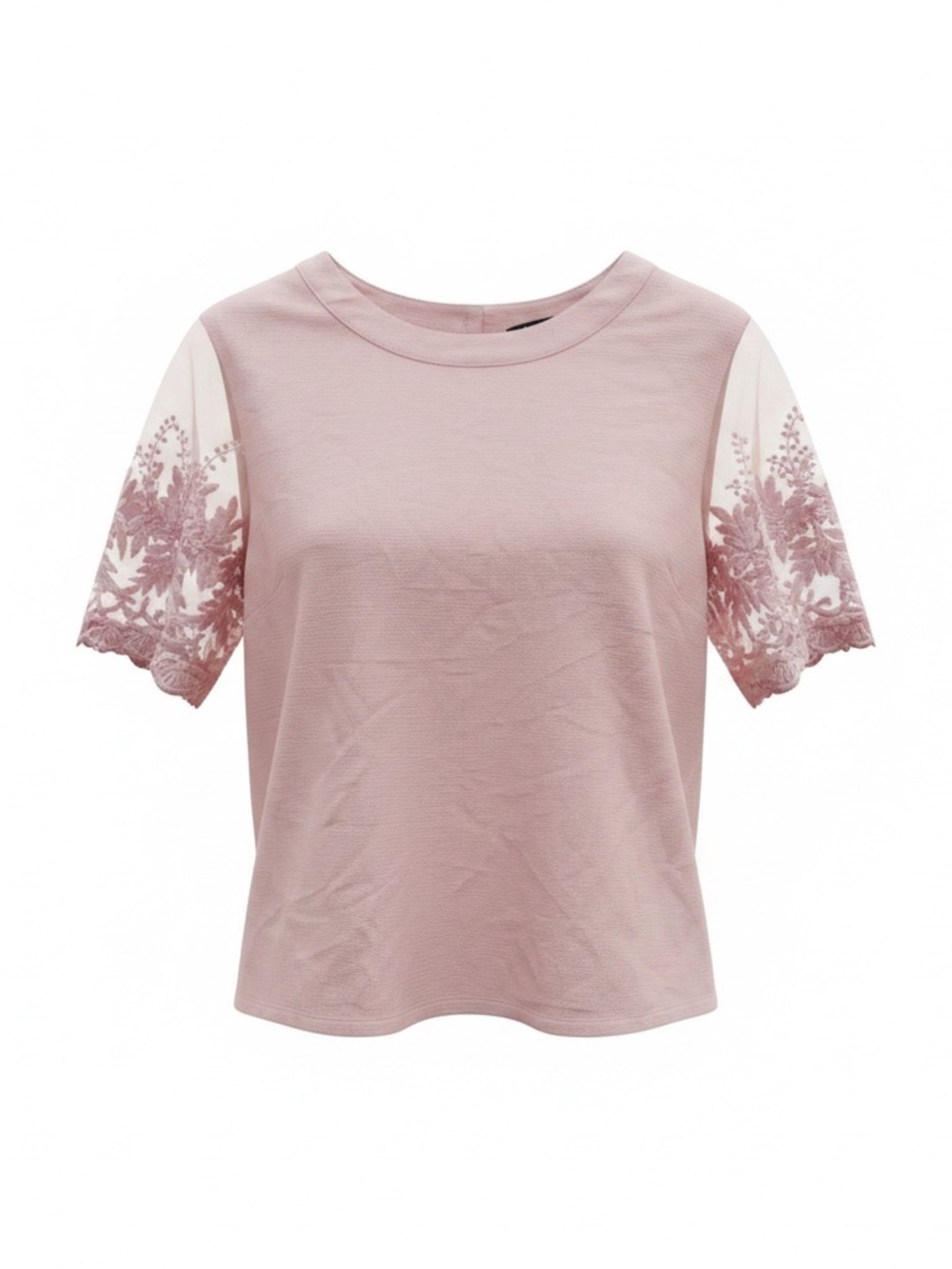 Lulu's Blush Pink Short Sleeve Lace Accent Top